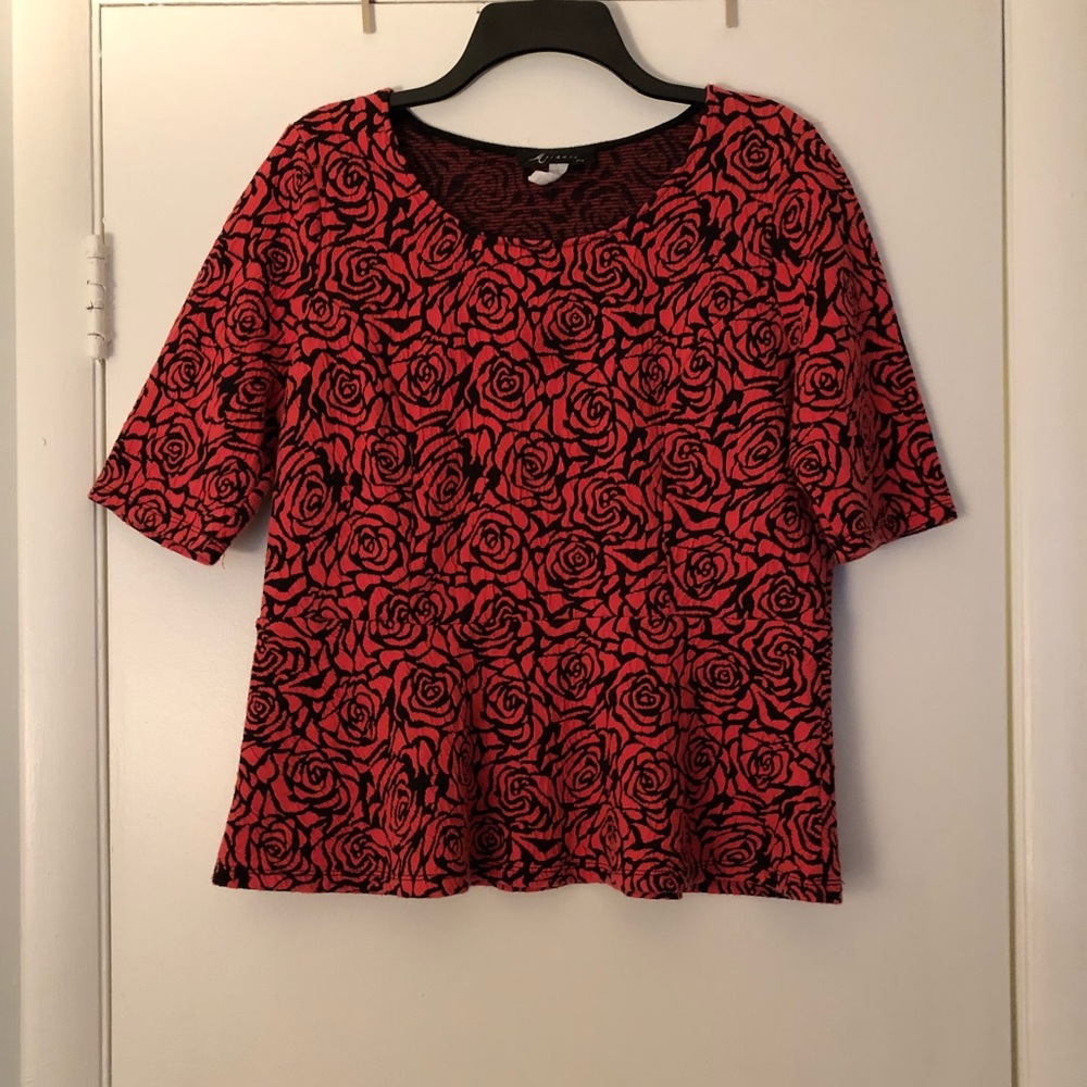 Coral Roses Peplum Top